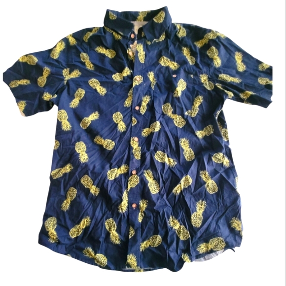 Rustic Blue Navy Blue Pineapple Print Mens Short Size Large - Picture 1 of 8